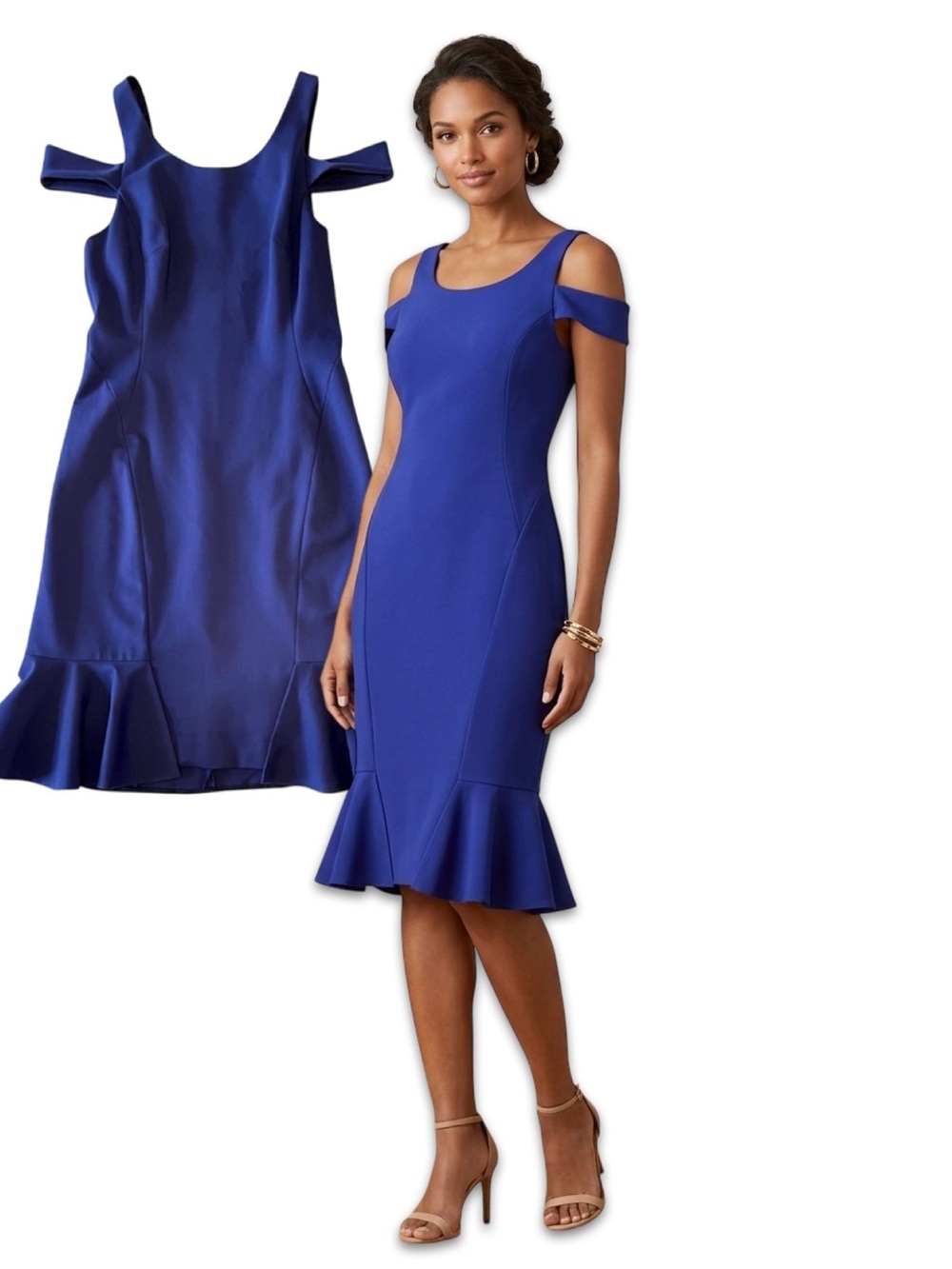 Rebecca Taylor Blue Hawaii Cold Shoulder Ruffle Flounce Dress NWT 8